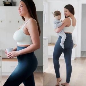 Blanqi Everyday Highwaist Postpartum + Nursing Support Leggings Navy Blue Large